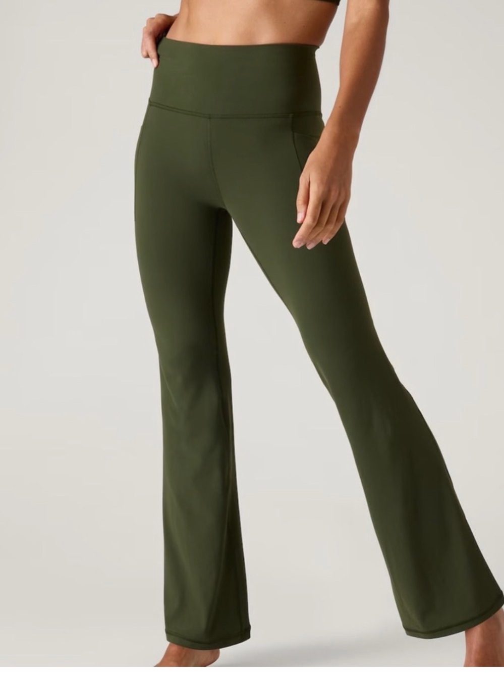 Athleta Salutation Stash High Rise Flare Truffle Brown size Large Petite